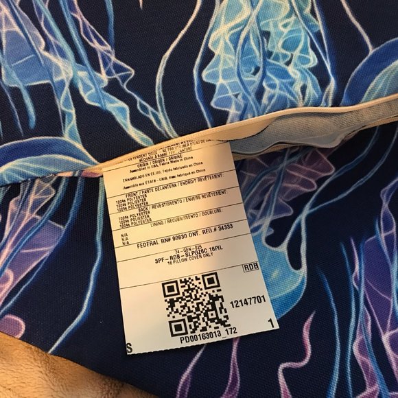 Luminescent Rainbow Jellyfish on Navy Blue Throw Pillow Cover 16x16 inch - Picture 2 of 2